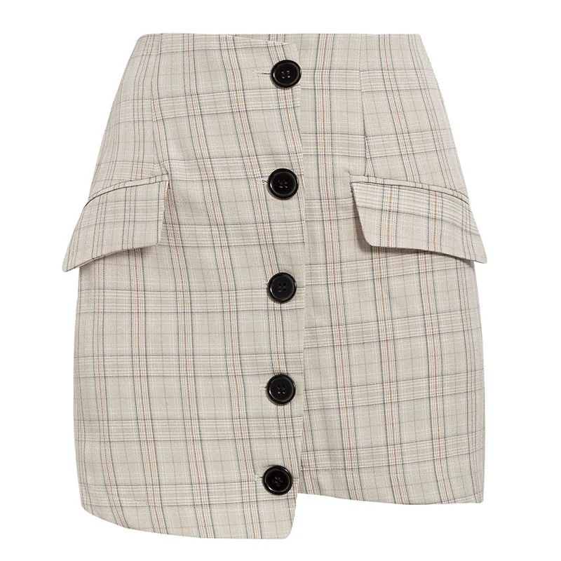 Skirt Conmoto, осень, женский модный Блейзер, юбка, костюм, женский, с разрезом, рукав, в клетку, Блейзер, для девушек, с высокой талией, нестандартные юбки, комплект, платье - Цвет: Skirt