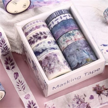 Boîte de 10 pièces de ruban Washi à motif de plantes mignonnes, bande de masquage à fleurs Kawaii, baleine, autocollant décoratif pour Scrapbooking, DIY bricolage Album Photo