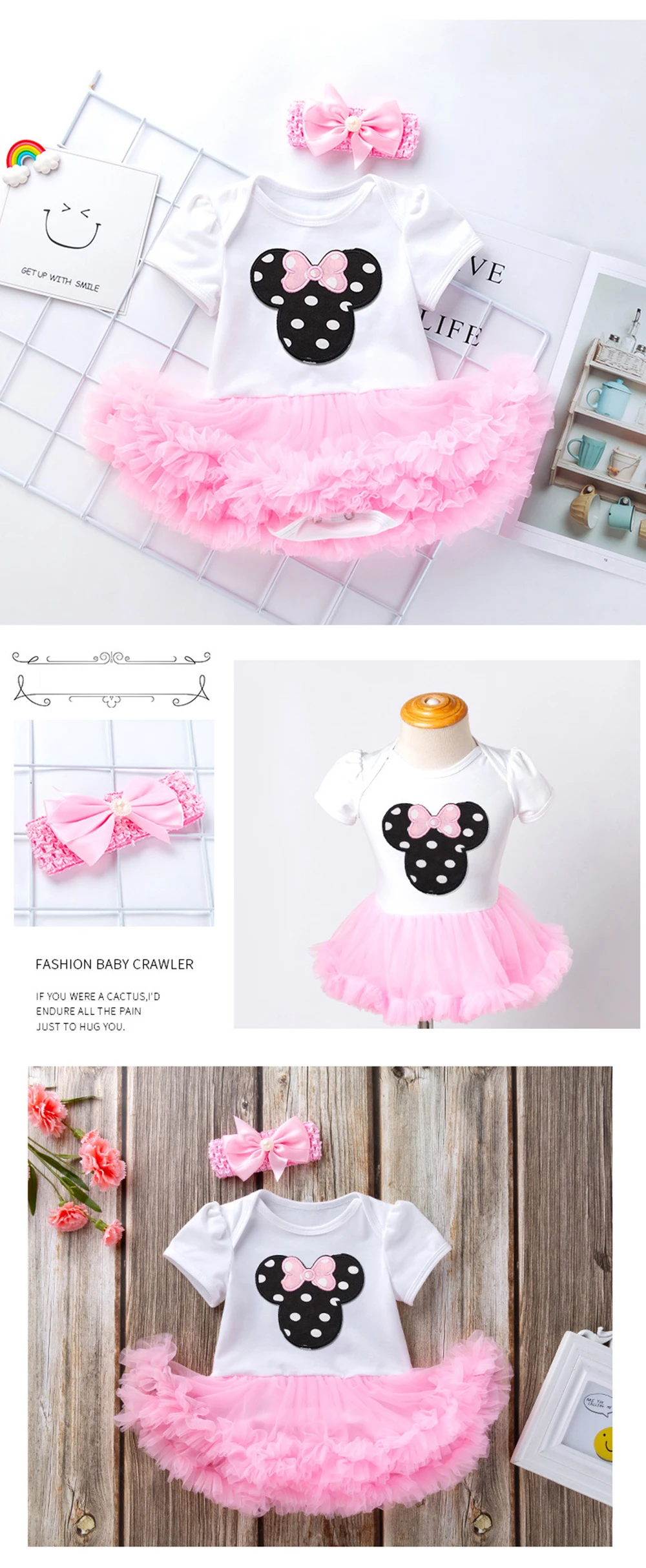 Infant Girl Rompers Dress Baby Girls Birthday Clothes Sets Outfits 2pcs Newborn Cotton Tutu Jumpsuit Party Clothes
