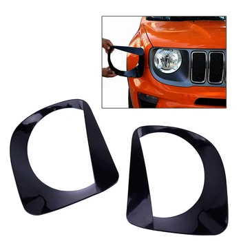 

DWCX 2pcs Black ABS Front Headlight Lamp Angry Eyes Cover Trim 26.8x21.5 cm Fit for Jeep Renegade 2019 2020