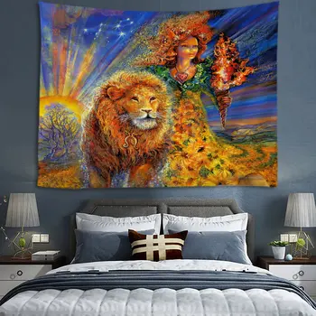 

Beaulty And Beast Tapestry Animal Lion Tapestries Fairy Tale Fish Wall Hangging For Home Deco Living Room Bedroom Large size
