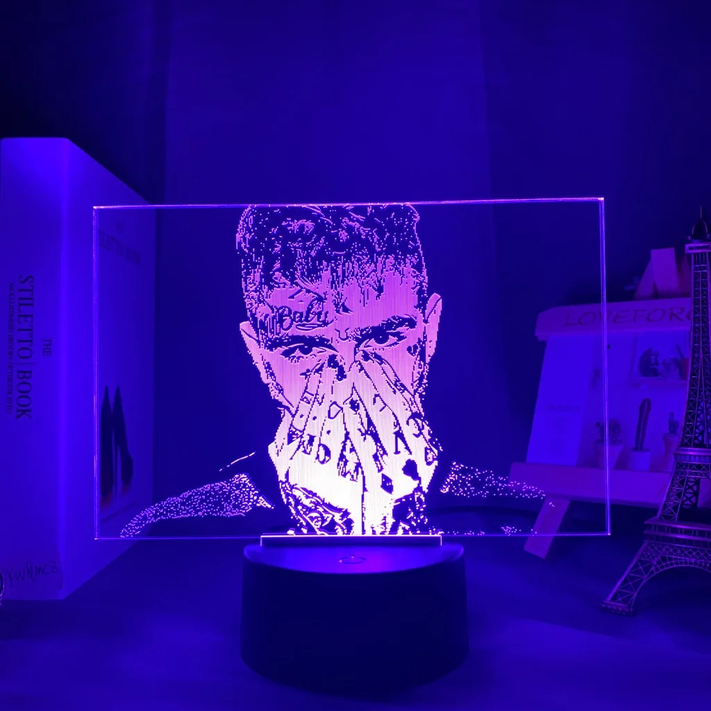 American Rapper Lil Peep Led Night Light for Home Decoration Colorful Nightlight Gift for Fans Dropshipping 3d Lamp Celebrity