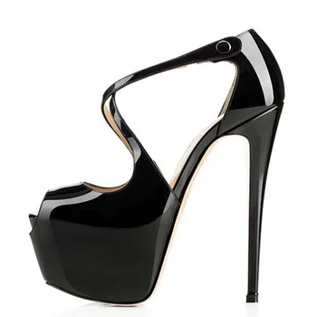 

YECHNE Women Open Teen Hooks Sandals 16 CM Plus Size 43 44 45 Silver Pair Party Wedding Sandals Summer Sexy Peep Pumps