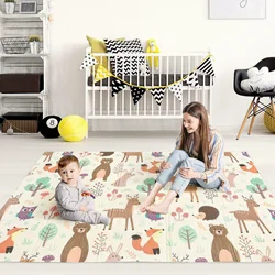 Tapis de jeu pliable en mousse pour enfants, tapis de sol réversible et Portable pour ramper 