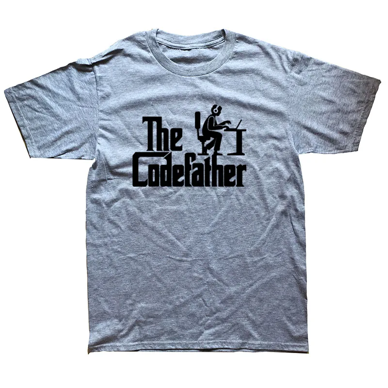 В Codefather программист программирования футболка хлопок короткий рукав чудак, дурачок компьютерный код футболка с коротким рукавом Для мужчин - Цвет: GRAY