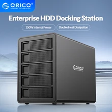 Docking Station per HDD a 5 alloggiamenti ORICO serie 35 da 80TB con custodia per disco rigido integrata a doppio Chip da 150W per disco rigido da 2.5 pollici