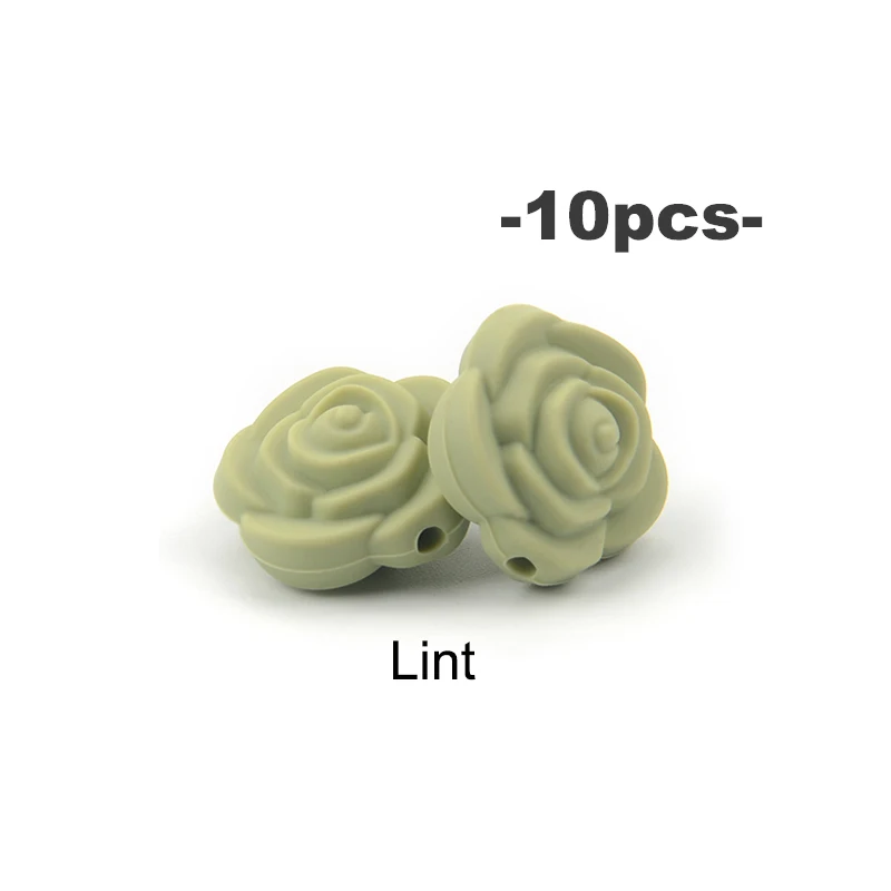 Elegant Rose Flower Silicone Bead Set for DIY Jewelry and Crafts (10 pcs)