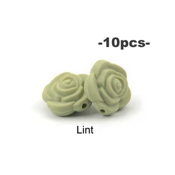 Elegant Rose Flower Silicone Bead Set for DIY Jewelry and Crafts (10 pcs) (Lint)