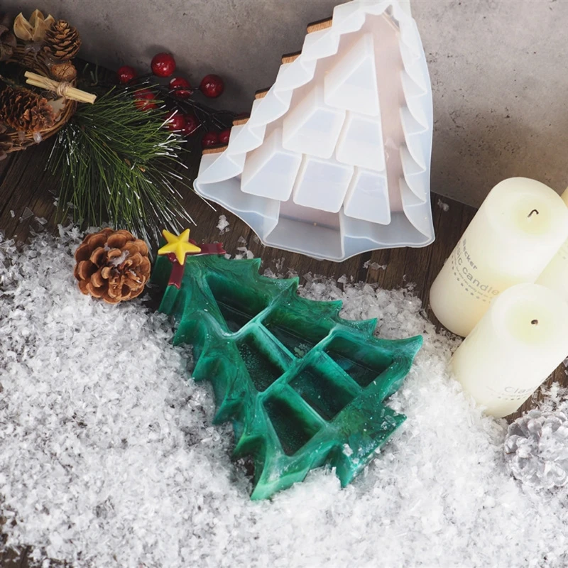 

1Pc DIY Christmas Tree Cake Pan Mold Silicone Christmas Tree Tray Resin Casting Mold Holiday Parties Decor Storage Box Mold