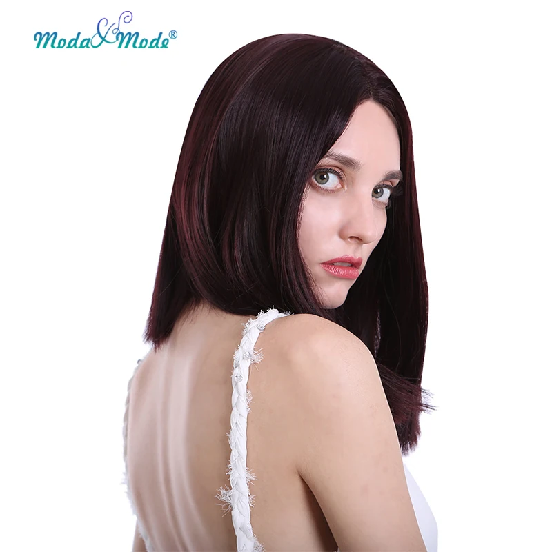 Moda& Mode волосы темно-бордовый боб парик 1" короткие прямые Ombre Lcae парик может быть Косплей средняя часть для черных/белых женщин тепла Res