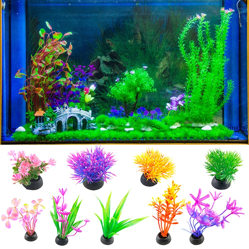 1Pc Artificial Plastic Water Plant Grass Aquarium Decorations Plant Fish Tank Grass Flower Ornament Decor Aquatic Accessories