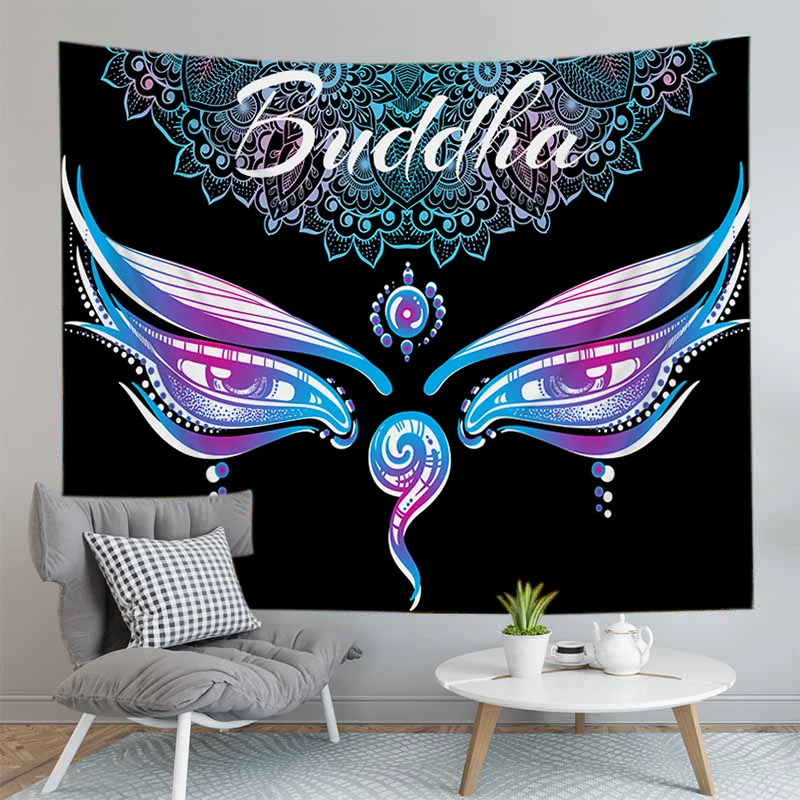 Indian Buddha Statue MeditationTapestry Wall Hanging Mandala Tapestries Wall Cloth Yoga Carpet Boho Decor