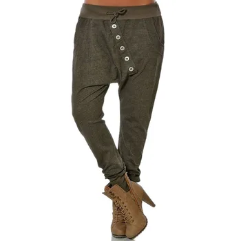 

Women Fashion Plus Size Drawstring Waist Harem Pants Casual Loose Middle Waist Sports Yoga Trousers Knitted Long Pants