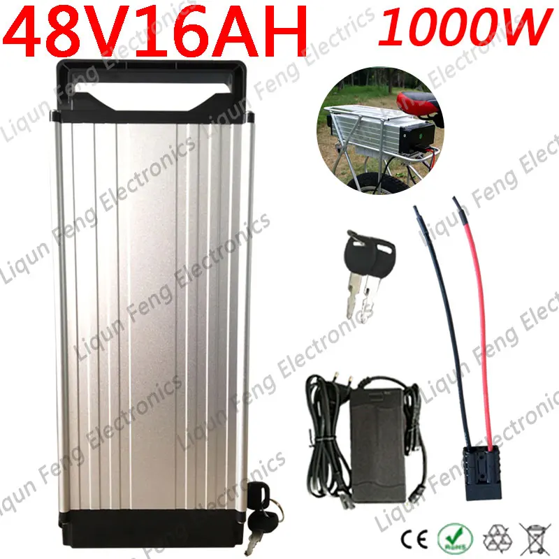 Электрический велосипед Батарея 48V 16A 1000W с 54,6 V 2A Зарядное устройство встроенный 30A BMS 48V Батарея 16AH скутер Батарея 48V