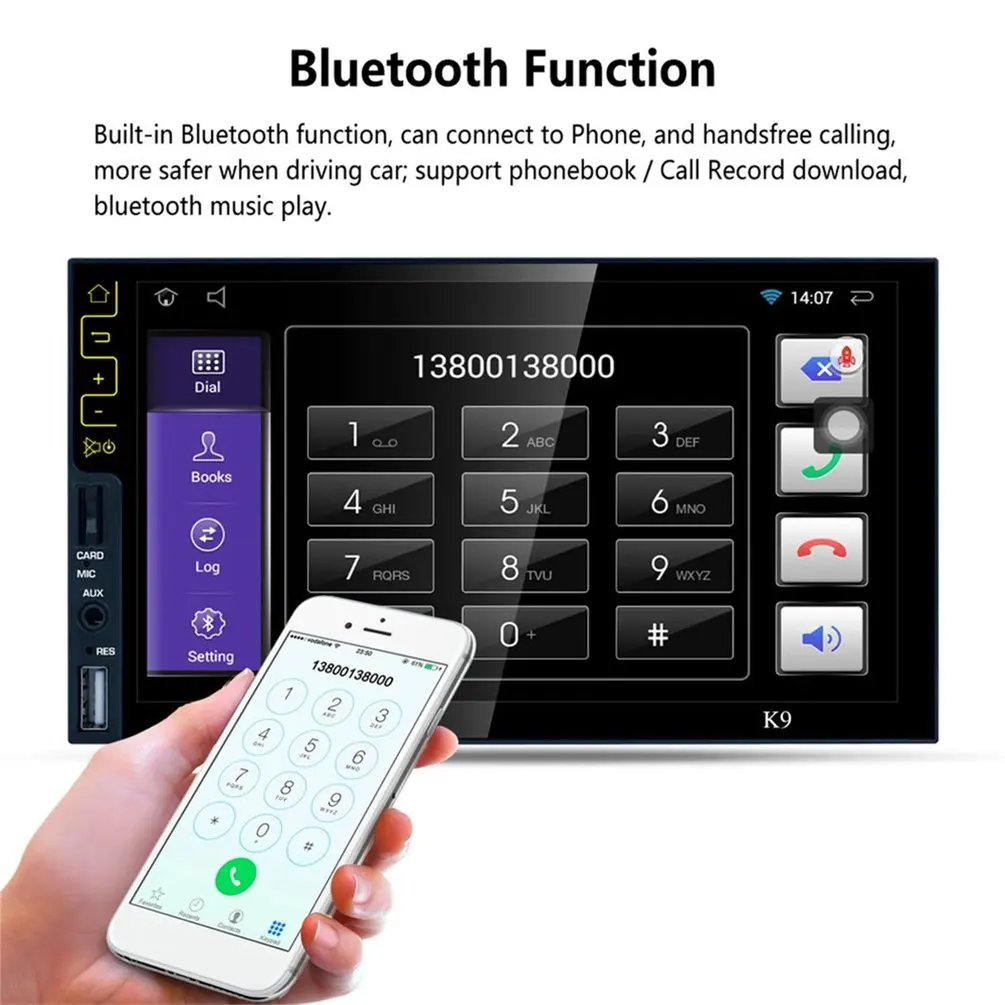 

K9 7" Touch Capacitive Screen For Android 5.1 Player Car DVD Wifi Connect GPS Navigation FM/AM Radio Tuner