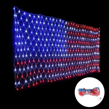 

2m x 1m Novelty Led American Flag LED String Light 8 mode Timer Function Large USA Flag Net Light Indoor Outdoor Waterproof #10