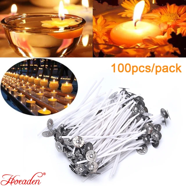 100pcs Natural 15cm Pre Waxed Candle Wicks for Candle Making Tealight Core  Wick