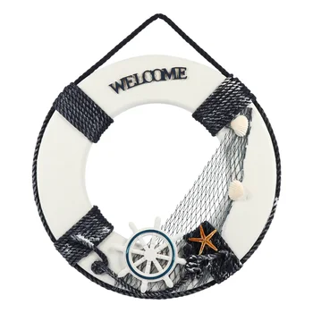 

1Pc Swim Ring Decor Lifebuoy Ornament Mediterranean Nautical Lifering Adornment