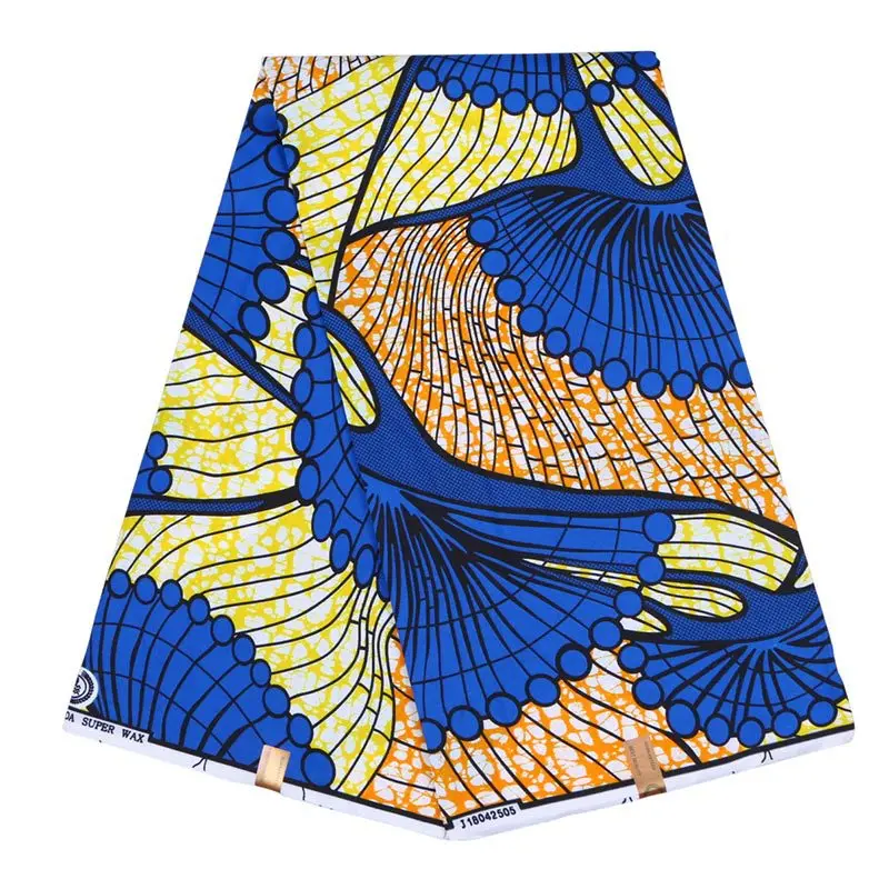 

2019 Real Dutch Wax Blue Print Fabric 100% Polyester African Real Dutch Wax 6Yard\set