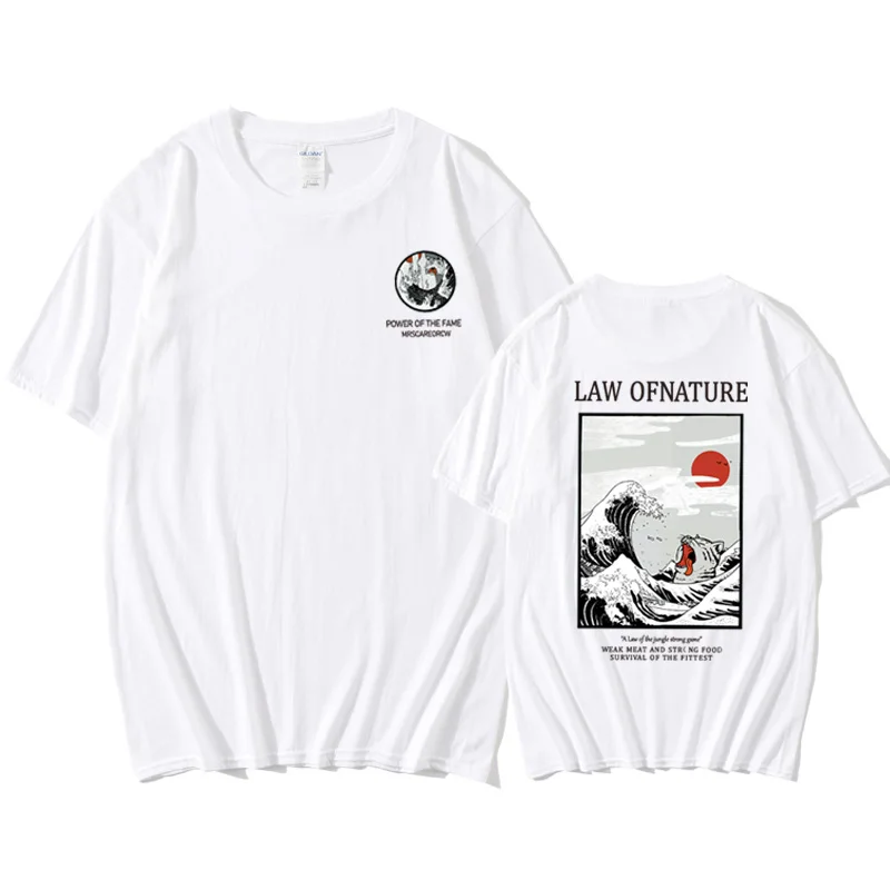 Футболка в стиле ретро с волнистым рисунком кота уличная хлопковая Harajuku Camisetas Hombre