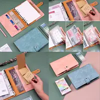 A5 Size PU Leather Notebook Binder, Refillable 6 Round Ring Binder Cover for A5 Filler Paper, Notebook Personal Planner Binder 6