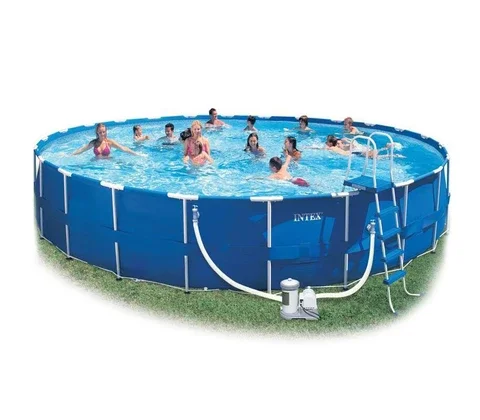 

Intex Round Metal Frame Pool, 549x122cm, Big Swimming Pool for Party, Easy Set Outside Swimming Pool -56952