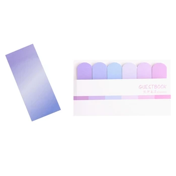 

2pcs 6 Colors Gradient Cute Memo Pad Sticky Notes Index Posted It Planner Stickers Notepads - 12x6.2cm & 14.1x6cm
