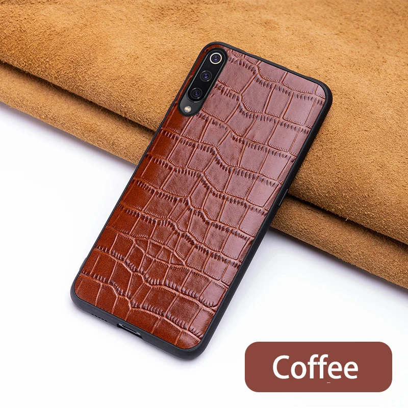 Чехол для телефона для Xiaomi 8 9 se 9T A1 A2 A3 lite Max 3 A3 Poco F1 чехол для Redmi 5 6a 7a Note 5, 6, 7, 8 Pro крокодиловой кожи текстуры - Цвет: Coffee