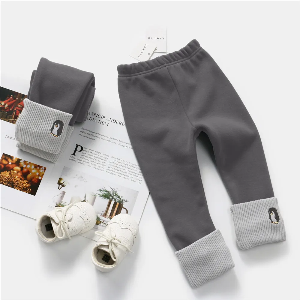 Tonytaobaby/осенне-зимняя новая стильная детская одежда для мальчиков и девочек Теплые штаны из чистого хлопка и шерсти