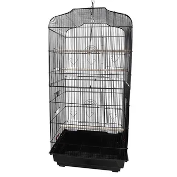 

37" Bird Parrot Cage Canary Parakeet Cockatiel LoveBird Finch Bird Cage with Wood Perches & Food Cups Black
