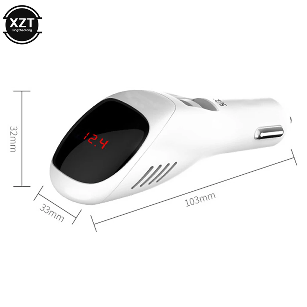 Air Purifier Car Air Purifier 12V 24V Negative Ions Air Cleaner Ionizer Freshener Auto Mist Dual USB Fast Car Charger HD Digital Display