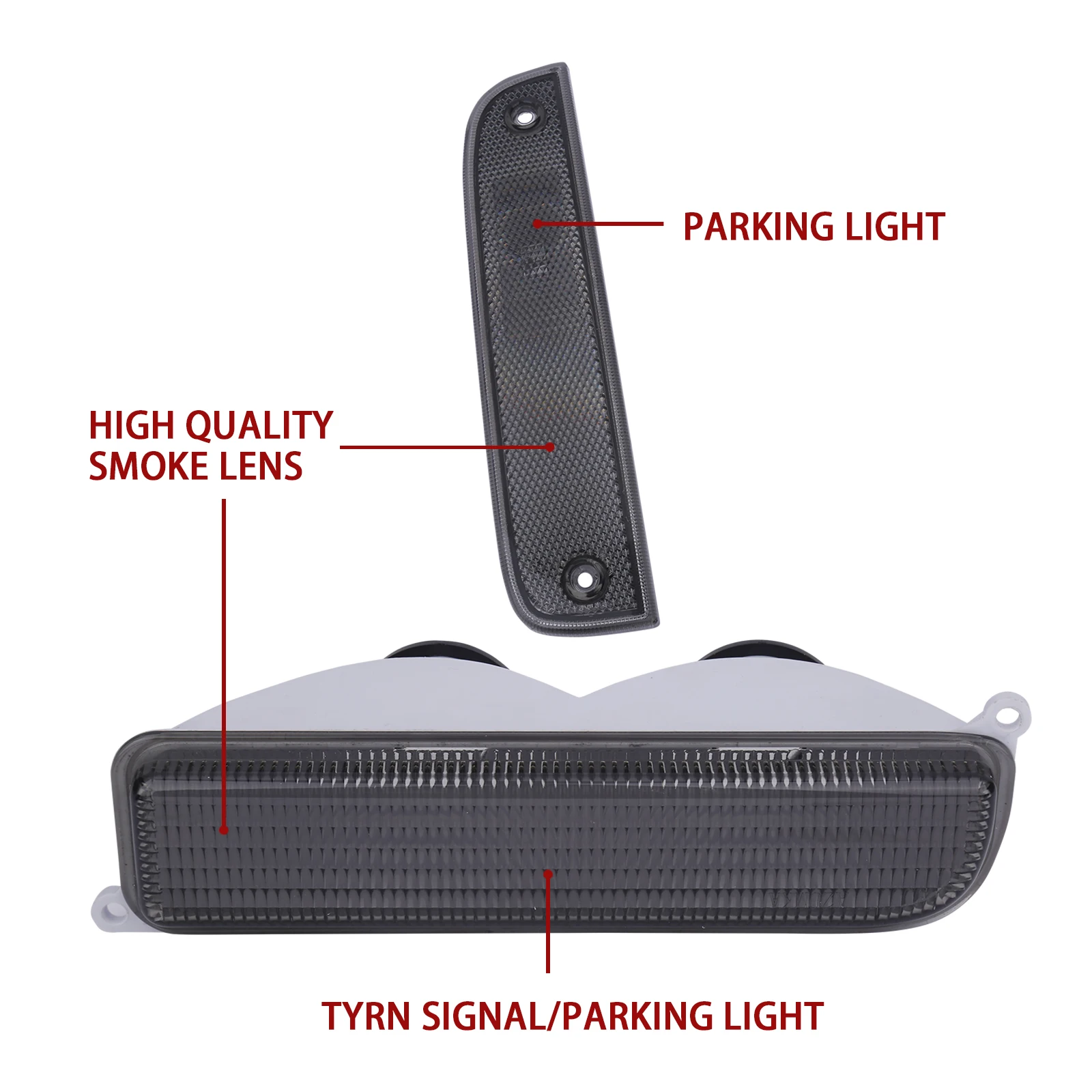 Signal Lights COMBO Smoke Bumper Turn Signal + Corner Side Marker Lamps Set Left + Right Fits for Jeep 97-01 XJ side marker light