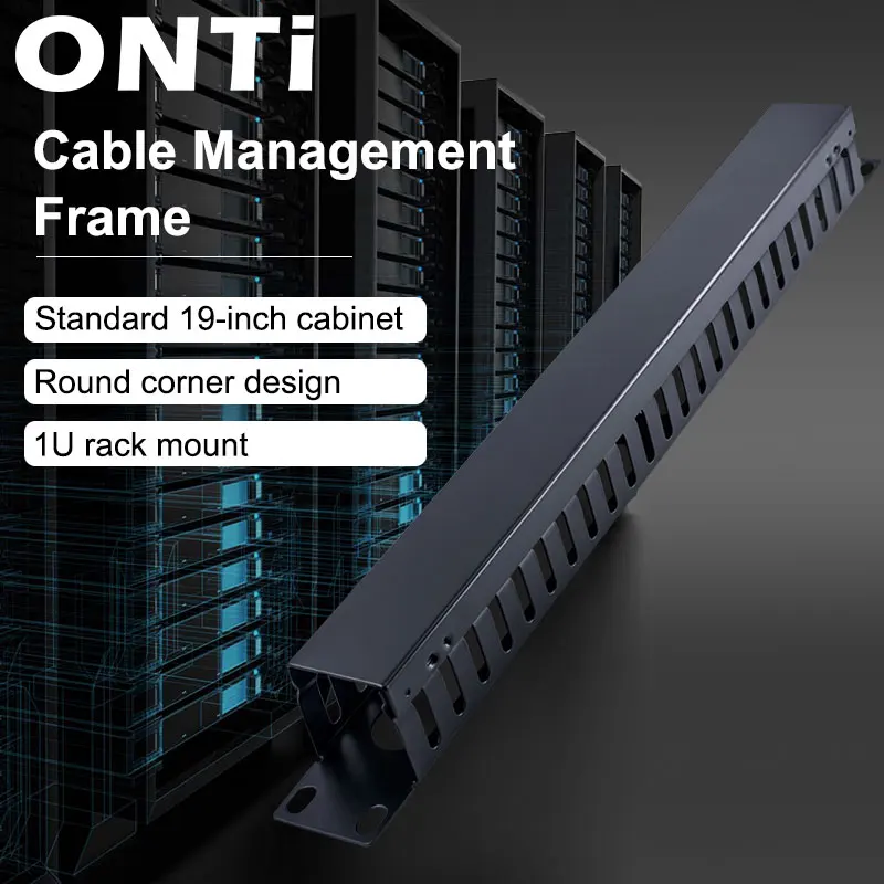 ONTi 1U/2U Кабельное управление горизонтальное Крепление 19 дюймовая серверная стойка 12/24 слот металлический