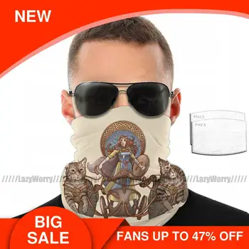 

Viking Mouth Face Mask Freya Driving Her Cat Chariot Facial Mask Polyester Adult with Filters Funny Mask