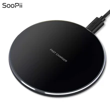 SooPii Беспроводное зарядное устройство 10 Вт Qi Беспроводное быстрое зарядное устройство ультра тонкая алюминиевая зарядная пластина для iphone 8 Plus 11 Galaxy S8 S9