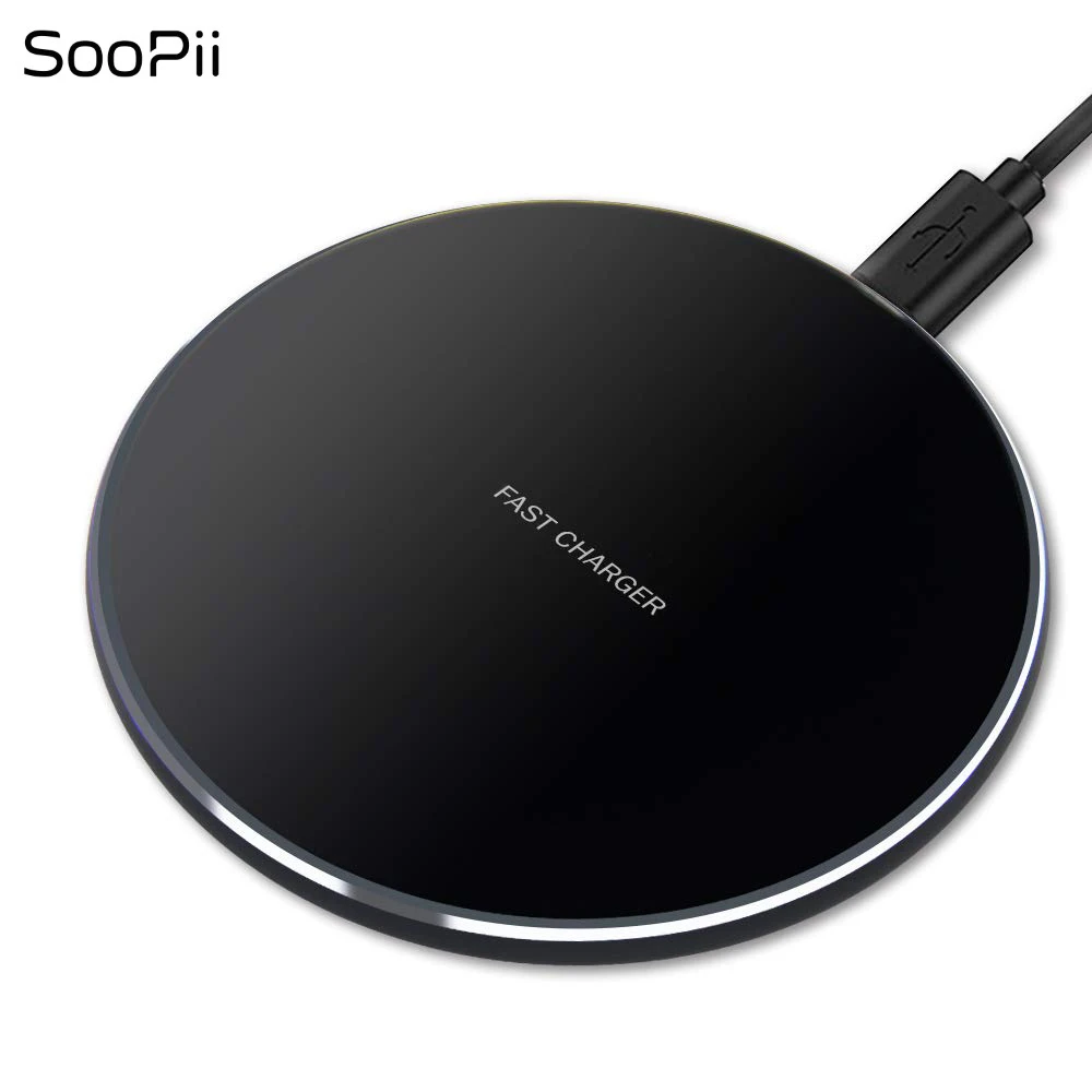 

SooPii Wireless Charger 10W Qi Wireless Fast Charging Pad Ultra Thin Aluminum Charging Plate for iPhone 8 plus 11 Galaxy S8 S9