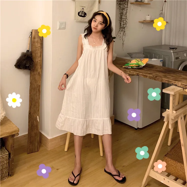 2019 корейские женские ночные рубашки хлопковые пижамы милые для сна и отдыха