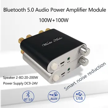 

ZK-1002D Bluetooth 5.0 Wireless Stereo Audio Power Amplifier Board TPA3116D2 100W+100W Car AMP Amplificador Home Theater AUX USB