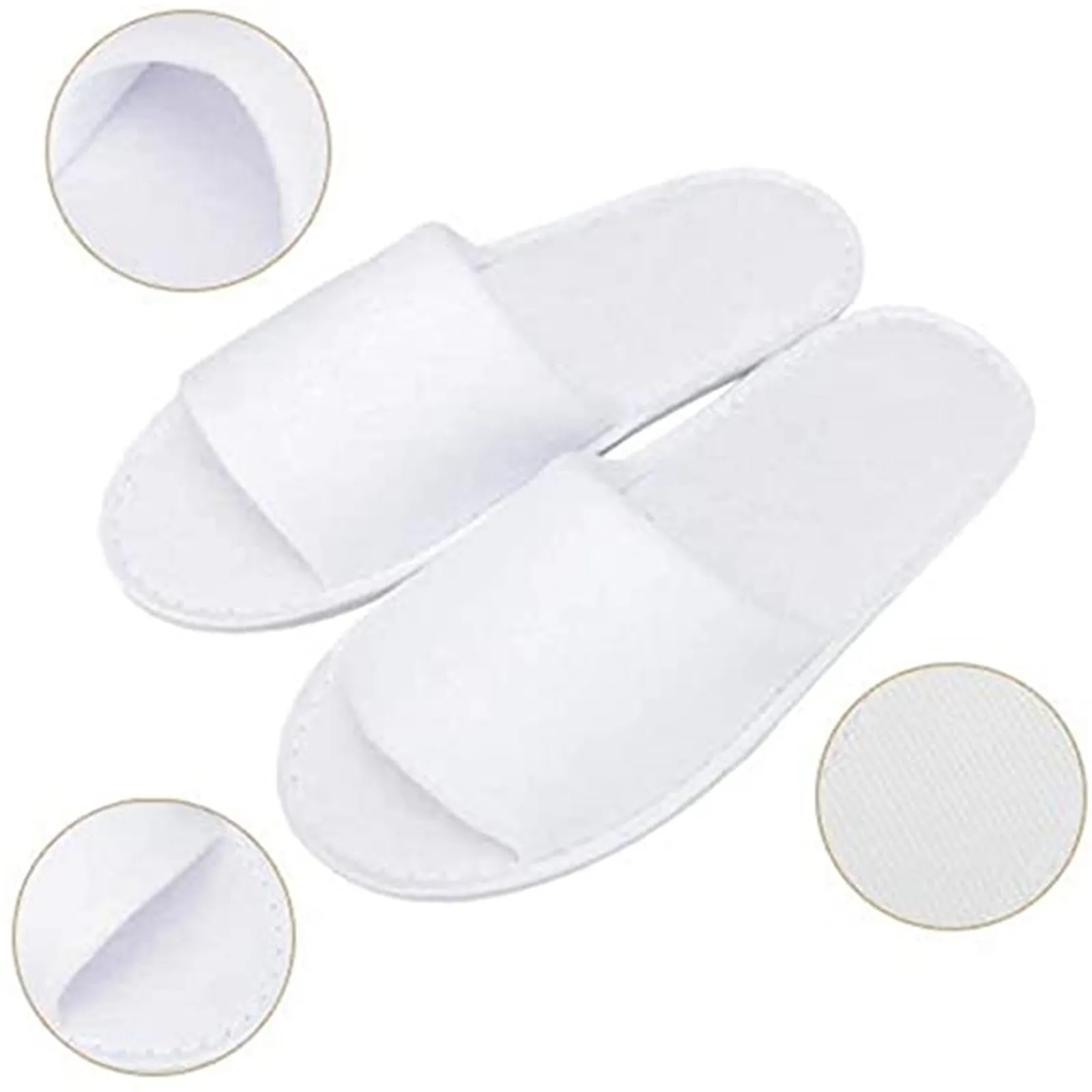 10 Pairs Spa Hotel Guest Comfort Slippers Closed Toe Disposable Terry Style New 