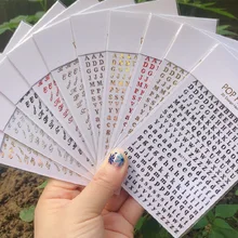 10Pcs New Roman 26 English Alphabet Number 3D Self-adhesive Nail Art Decal Sticker Word Small Letter Nail Tattoos Decal Stickers