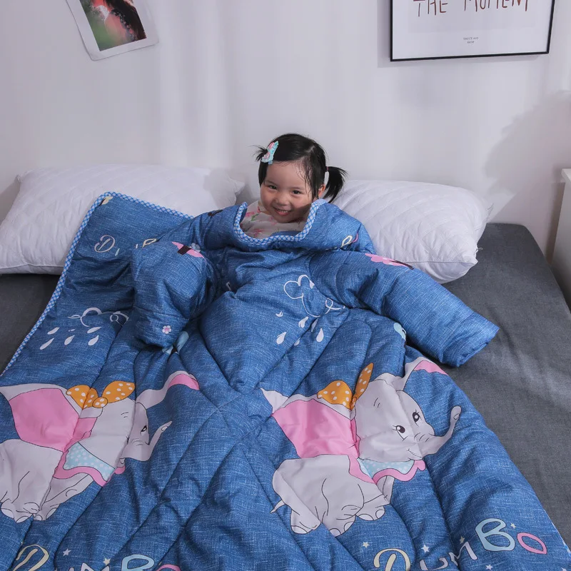 

2020 New winter/summer warm Multi-function sleeved lazy quilt adults/Children/kids Twill quilting Student Anti kicking quilt