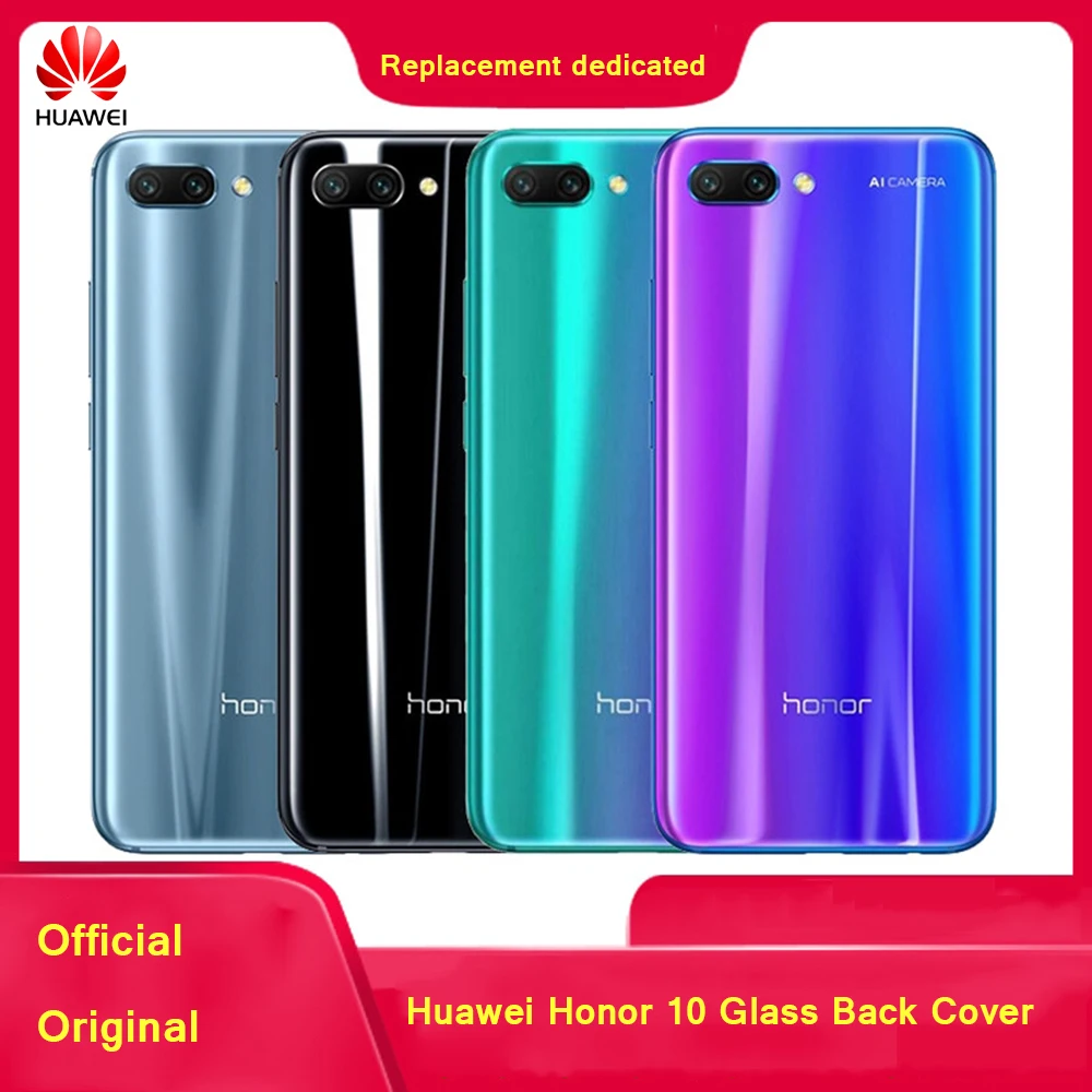 Original For Huawei Honor 10 Back Battery Cover Real Glass Housing Panel Case COL-L29 Mobile Phone Parts + Camera Lens | Мобильные