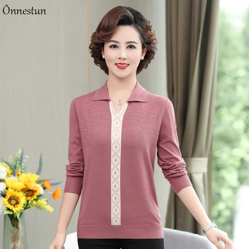Woman Sweaters New Autumn Causal Long Sleeve Knitwear Pullovers Women Clothes Crop Top Jumper Plus Size Lapel Sweater | Женская одежда