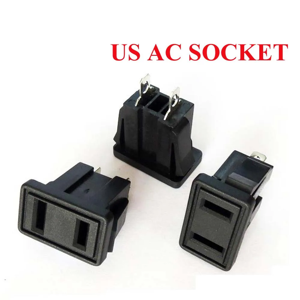 2pin US Industry multifunctional Panel Power outlet Japan American Universal electrical AC power socket 250V 10A Black