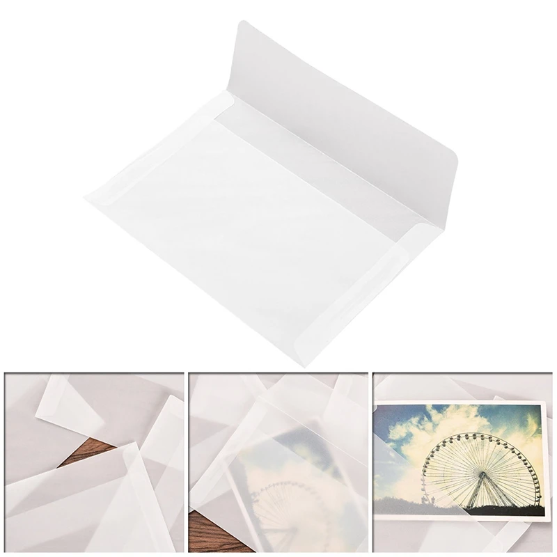 Sobre de embalaje transparente, clásico, blanco, 17,5x12,5 cm, papel Vintage de Corea, vitela translúcida, Diy, sobres para tarjetas postales, 1 ud.