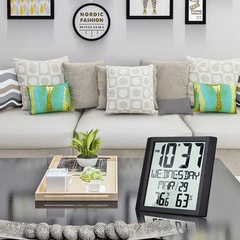 

Wall Clock Bedroom Modern Design Digital Display Living Room Calendar Big Screen Wall Clock