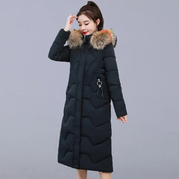 

Winter Warm Coats Women Jackets Hooded With Fur New Fashion Casual Long Parkas Ladies Outerwear Coats Plus Size P134