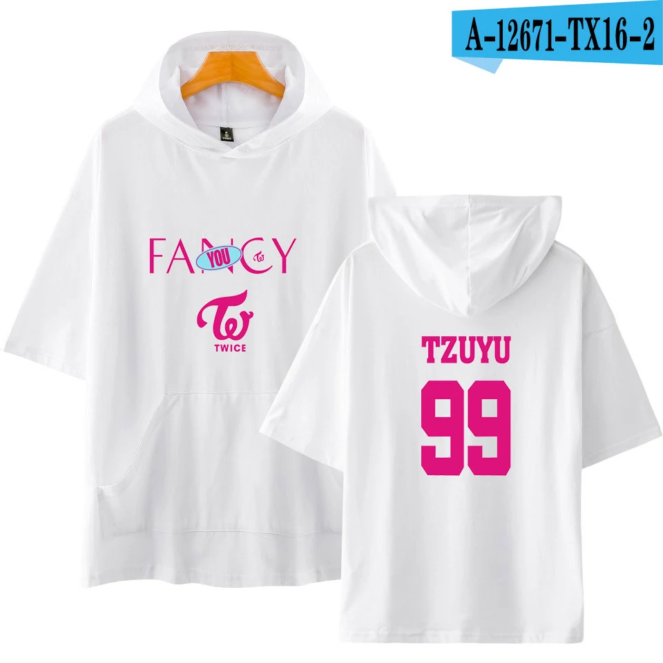 Новая корейская мода Kpop Twice Fancy футболки Harajuku с капюшоном футболки для женщин/мужчин короткий рукав толстовка футболка хип-хоп рубашки хип-хоп - Цвет: white6
