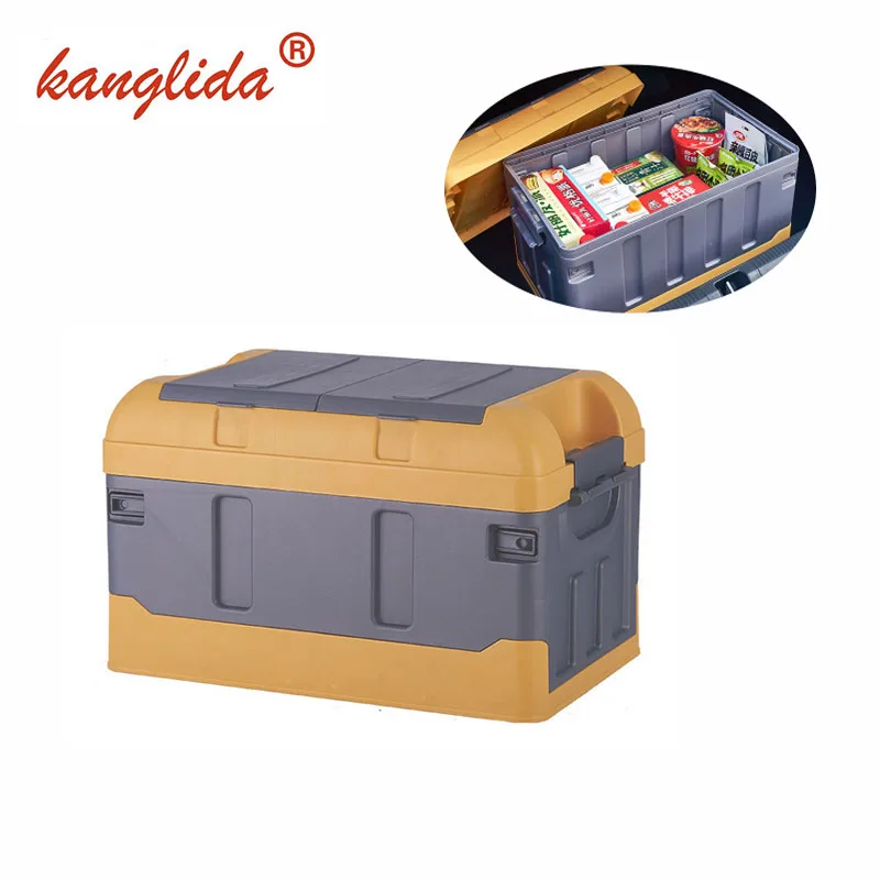 KANGLIDA Car Trunk Organizer Folding Backseat Storage Basket Grey Multi-function High Capacity Car Stowing Tidying  45L