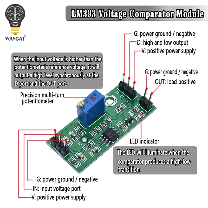 LM393 Voltage Comparator Module High Voltage Module With LED Indicator